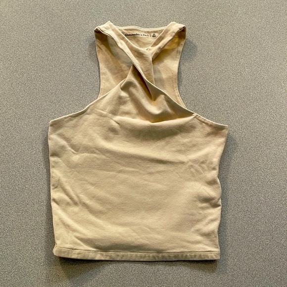 Abercrombie & Fitch High Neck Twist Slightly Cropped Tank Size XS in Tan Beige - Picture 1 of 5